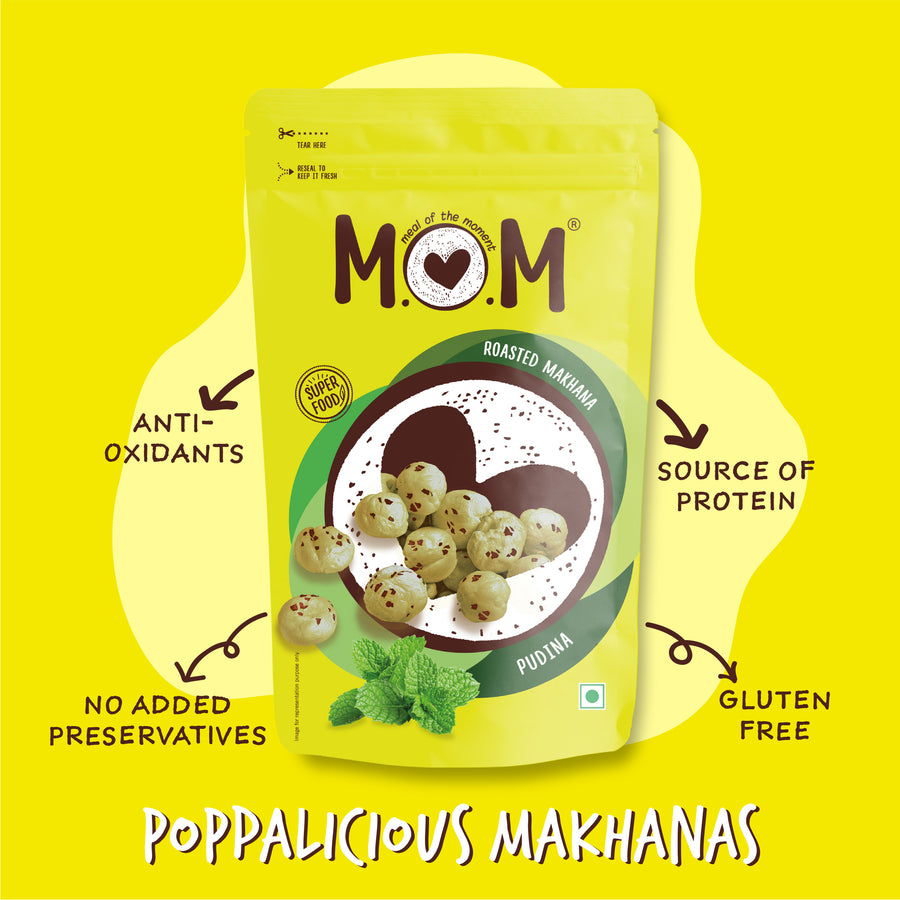 Roasted Pudina Makhana, 65g - Gluten Free | Anti Oxidants | MSG Free | Zero Trans Fat | No added Preservatives and No artificial