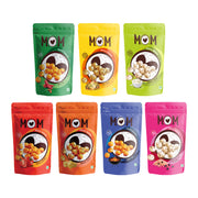 MOM - Meal of the Moment, Roasted Makhana Pack of 7 (Cream N Onion, Cheddar Cheese, Himalayan Salt N Pepper, Tomato Achaari, Desi Chaat, Smoky BBQ, Peri Peri), 75g Each | Gluten Free | Anti Oxidants |  No added Preservatives and No artificial Flavours