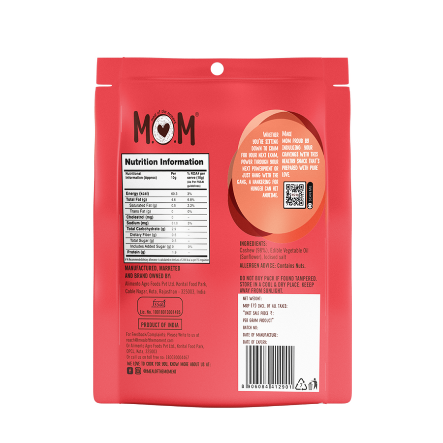 Roasted & Salted Cashews - Pack of 1 (10 piece). - MOM Meal of the Moment